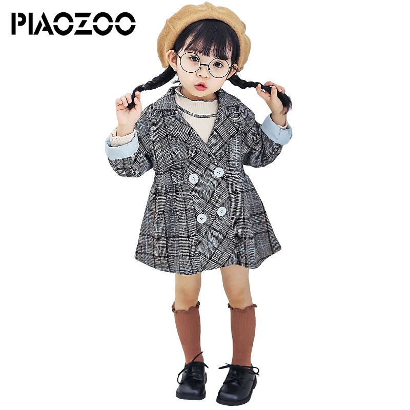 

Kids girl coat high Quality houndstooth winter overcoat for girls children long outerwear autumn jacket kids windproof jacketP20