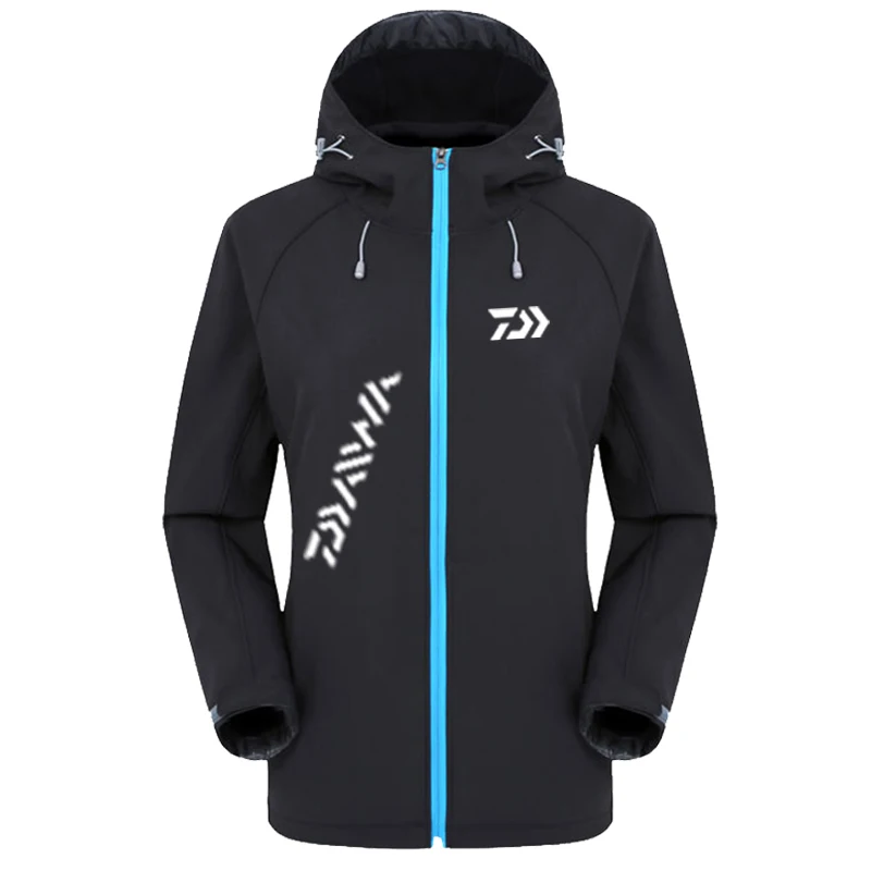 

New Daiwa Fishing Jackets Women Outdoor Waterproof Fleece Warm Climbing Fishing Clothing Hooded Soft Shell Fishing Clothes