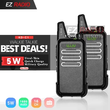 

2pcs Portable Radio Set WLN KD-C1 Mini Walkie Talkie UHF Handheld Two Way Ham Radio Communicator HF Transceiver Amateur Handy