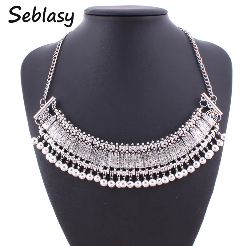 

Seblasy New Punk Gold Color Wide Statement Geometric Patterns Chunky Chain Necklaces Pendants for Women Night Club Accessories