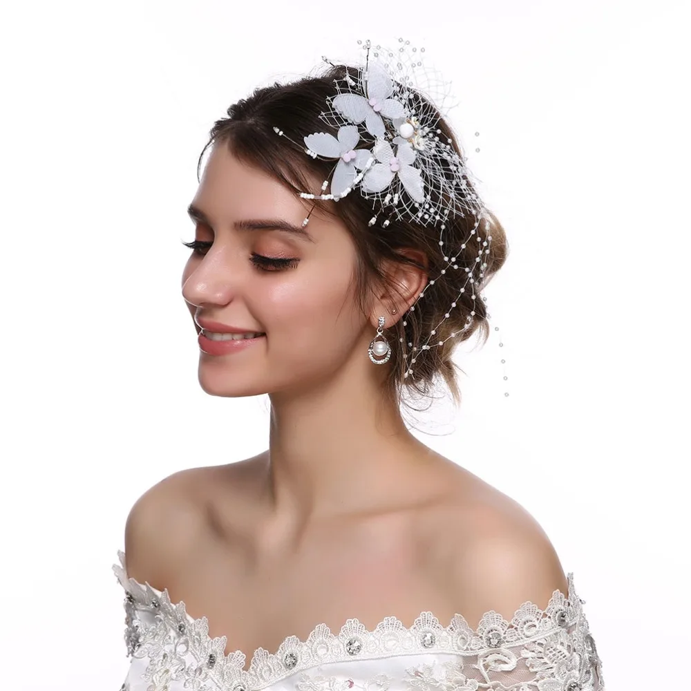 Новые модные свадебные женские шпильки для волос романтические белые сетчатые заколки для волос с бабочкой элегантные аксессуары для волос ювелирные изделия