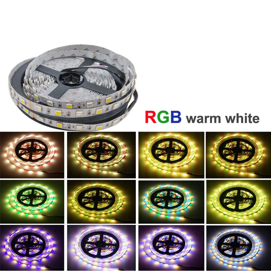 SMD5050 RGBW RGB светодиодный светильник 5 м 10 м гибкая лента Диодная лента Водонепроницаемый ИК RF контроллер переменного тока 110 В 220 В постоянного тока 12 В Комплект питания