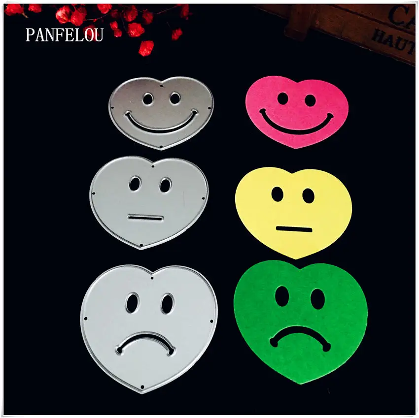 

PANFELOU Metal craft cardioid faces paper die cutting dies for Scrapbooking/DIY Christmas Halloween Greeting cards
