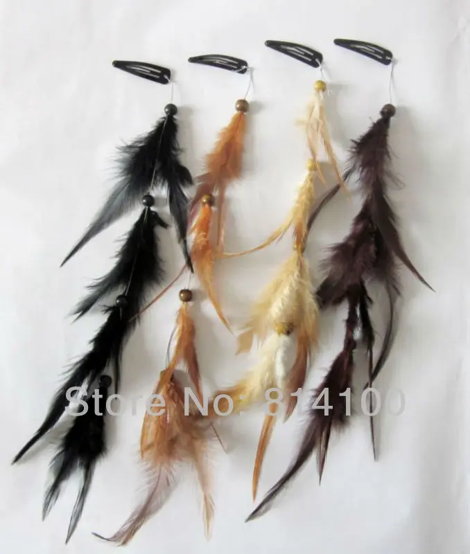 

Brand new fashion bead new style fashion feather clip hair extension party headwear 14inch wholese leater belt wholesale