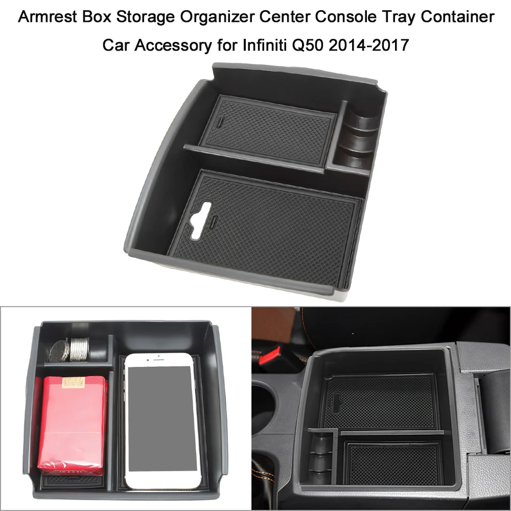 Armrest Box Storage Organizer Center Console Tray Container Car
