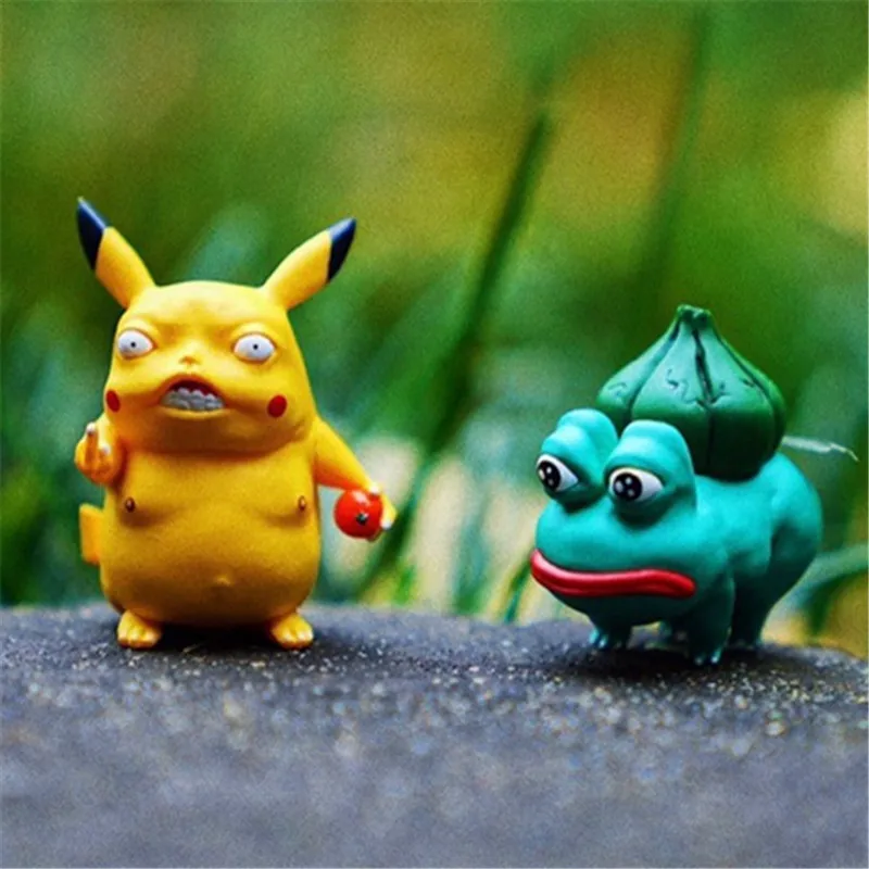 

Japan Anime Character Pika & Bulbasaur With Angry Look Angry Expression Action Figure Model Toys pokemones Figure Toys