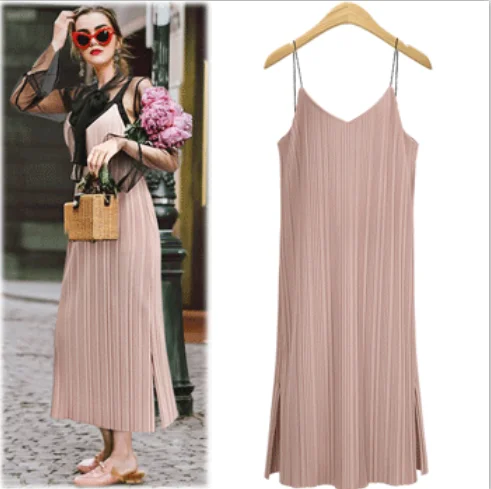 

Women Chiffon Sexy Beach Boho Sling Dress Sleeveless Off Shoulder Backless Long Slim Dress V-neck Casual Vestidos 2019 Summer