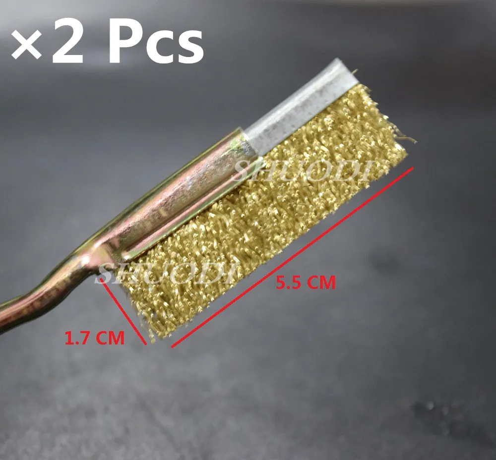 

2 Pcs Dental material Copper Flat brush with Handle For clean Burs dental files , Copper Material