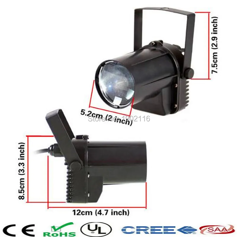 

2pcs/lot White mini Led Pinspot Light  Beam Light Spotlight Projector for party disco dj led stage lights factory price sale