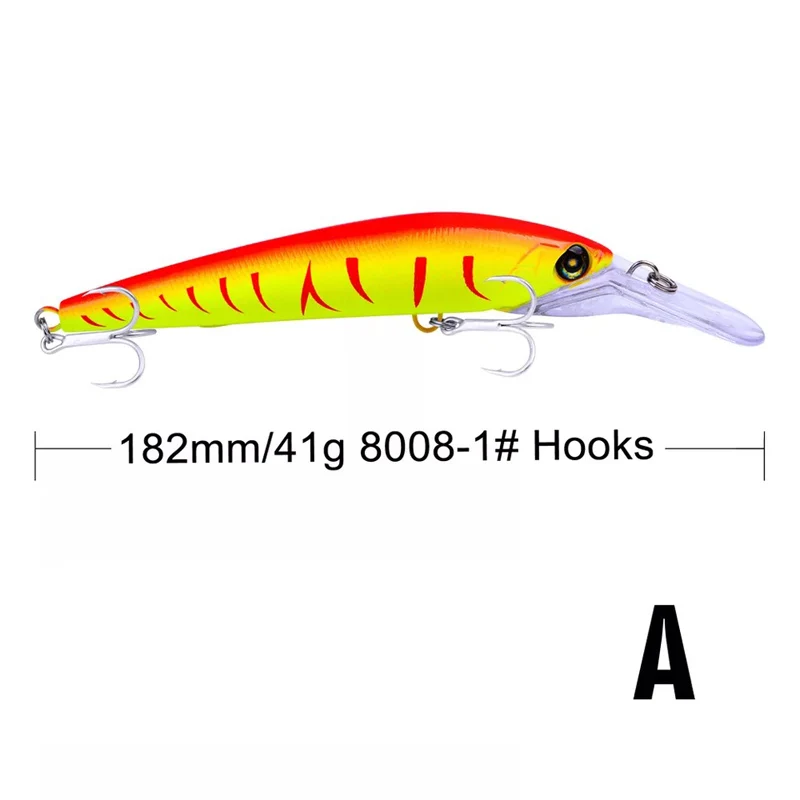 KMRESA 1 шт. 18,2 см/41 г большая блесна рыболовные приманки кренкбейт Iscas Artificiais Para Pesca морской плавающий воблер приманка снасти - Цвет: A