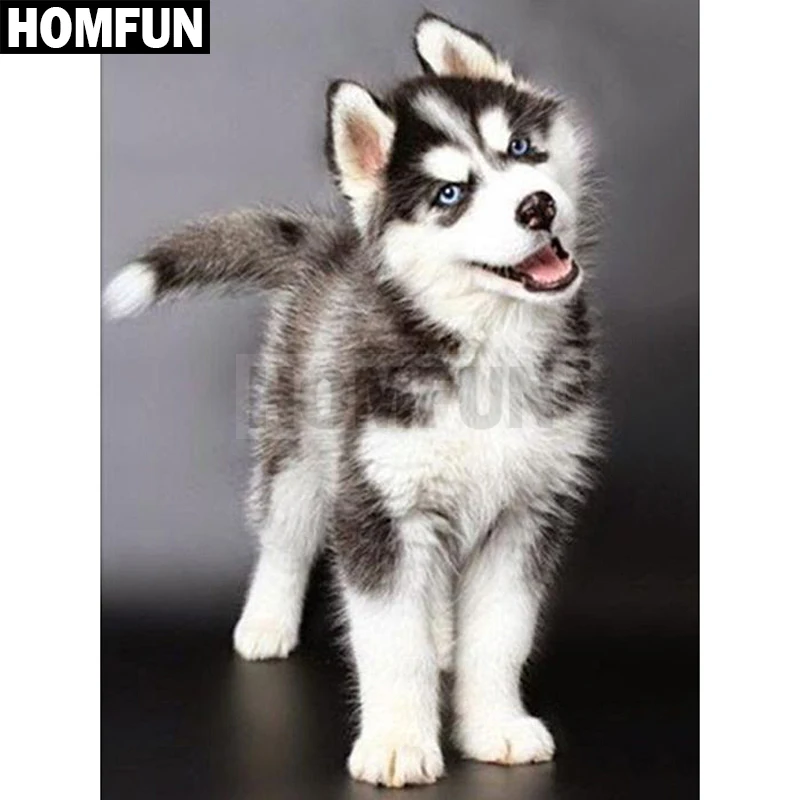 Homfun Persegi Bulat Bor 5d Diy Diamond Lukisan Hewan Peliharaan