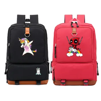 

Unicorn Dab Deadpool Riding a unicorn backpack schoolbag casual teenagers Men women's School travel Shoulder Laptop Bags