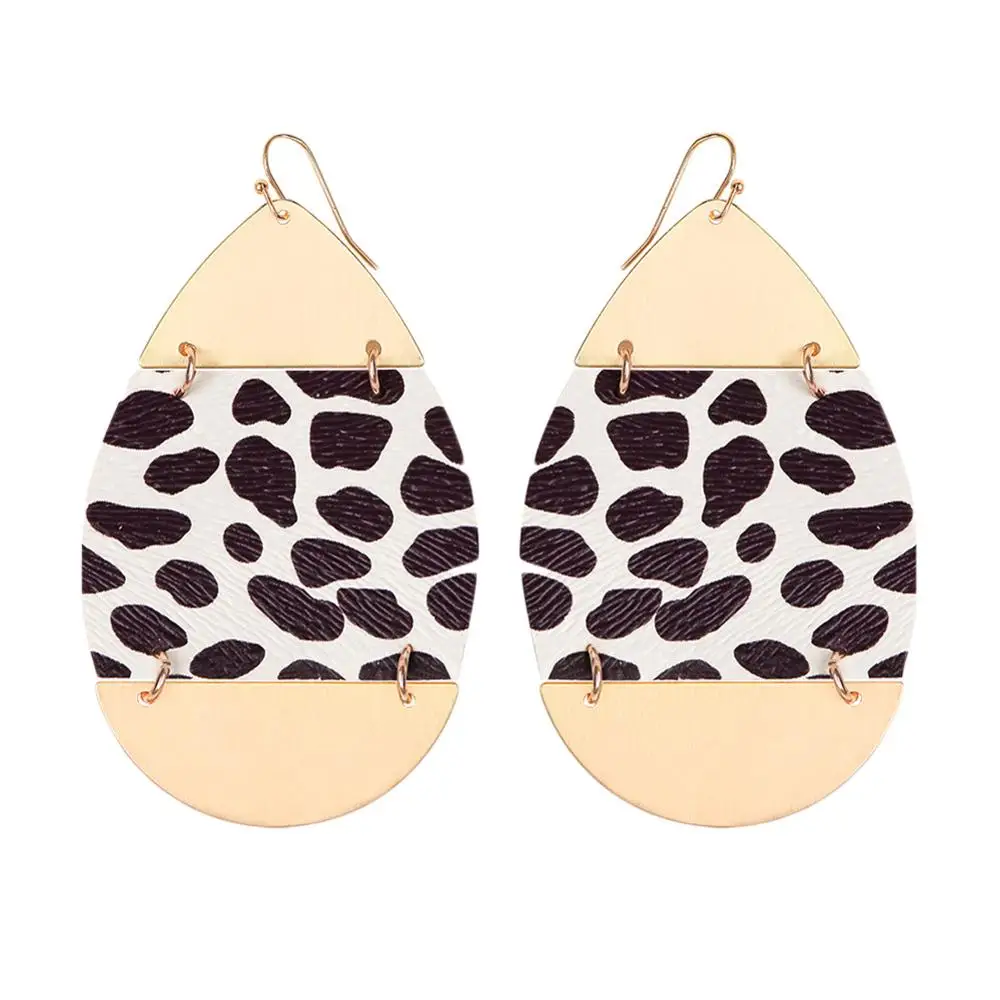 

lureme Artifical Leather Teardrop Leopard Earrings for Women and Girls