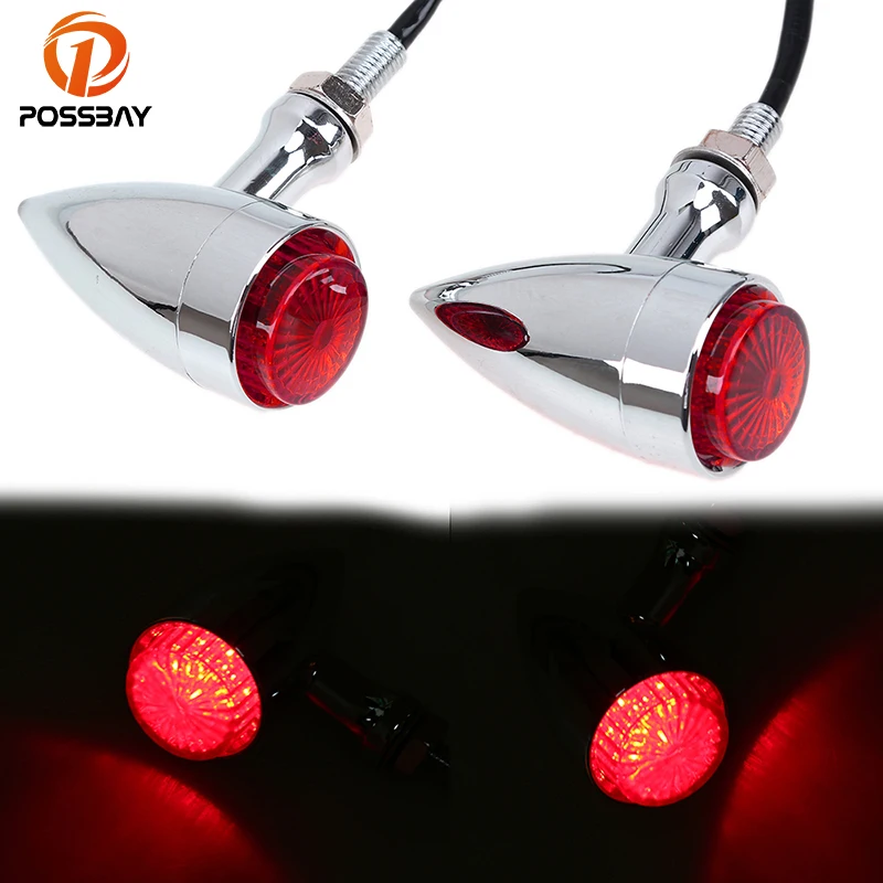 POSSBAY Aluminum Motorcycle Turn Signals Light Bike Scooter Flashing