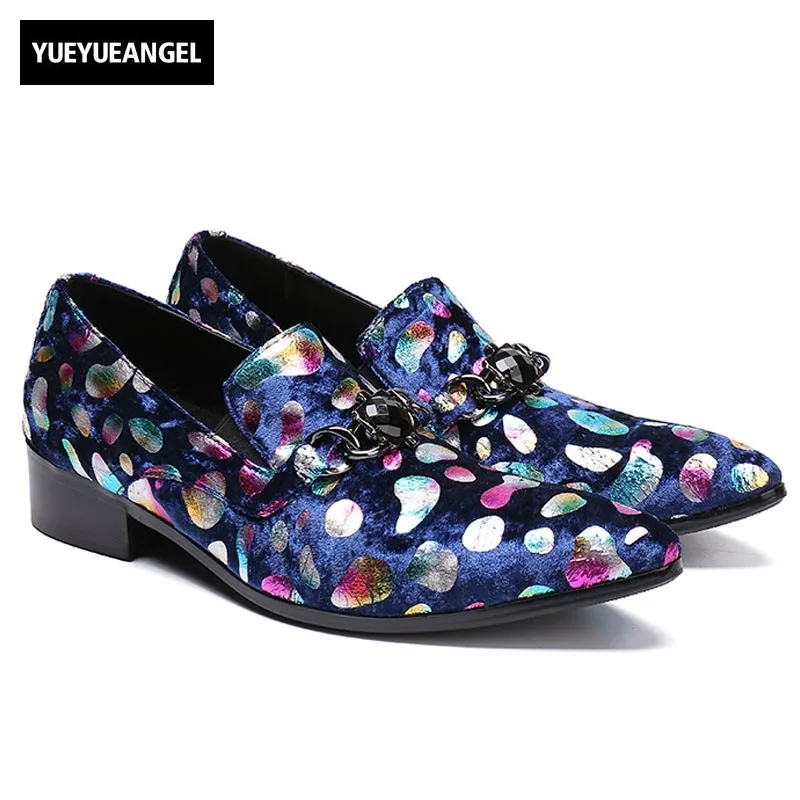 

Brand Summer British Mens Loafers Fashion Pointed Toe Genuine Leather Shoes Hand Painted Retro Runway Club Party Dress Footwear