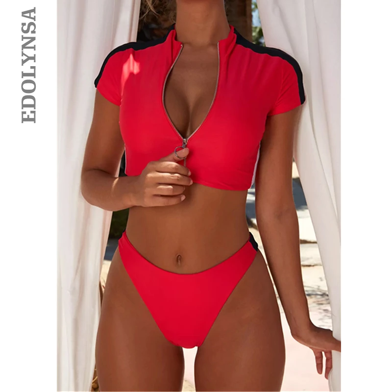 

Bikini 2019 Ruffles Plaid Swimwear Women Ribbed Off The Shoulder Swimsuit Textured Solid Padded Bathing Suit maillot de bain B86