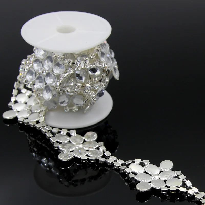 $74.7 10Yards Sew on Rhinestone Trims Close Chain Wedding Dress Clothes Applique Trimming