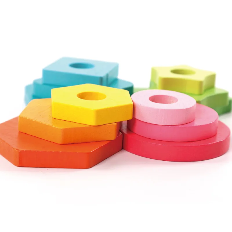 Деревянный, детский 4 колонки блоки наборы обучающая геометрическая форма соответствия игрушки для детей животных укладки