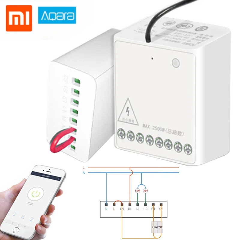 

XIAOMI Aqara LLKZMK11LM Two-way Control Module Wireless Relay Controller 2 Channels Work For Mijia APP & Home Kit Control Module