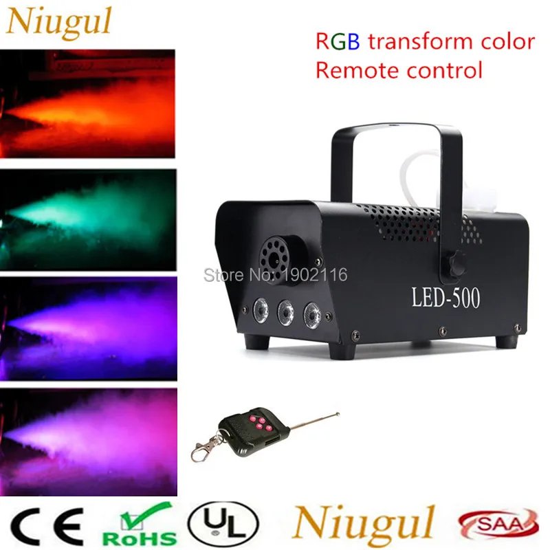 Niugul 500W Mini Wireless Remote Control LED Smoke Machine /RGB Color LED Fog Machine /Professional LED Stage Smoke Maker Fogger Niugul 500W Mini Wireless Remote Control LED Smoke Machine /RGB Color LED Fog Machine /Professional LED Stage Smoke Maker Fogger
