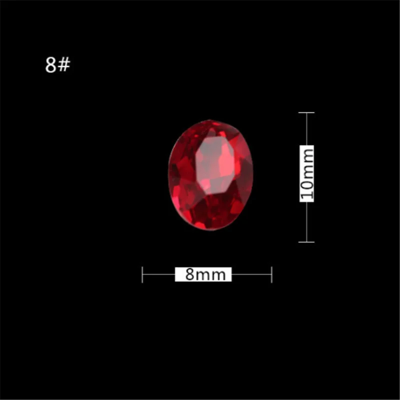 10 шт 3D острые нижние хрустальные стразы для дизайна ногтей Китай красная стеклянная драгоценные камни инструмент для украшения ногтей для нейл-арта DIY стеклянный камень - Цвет: 8 10pcs