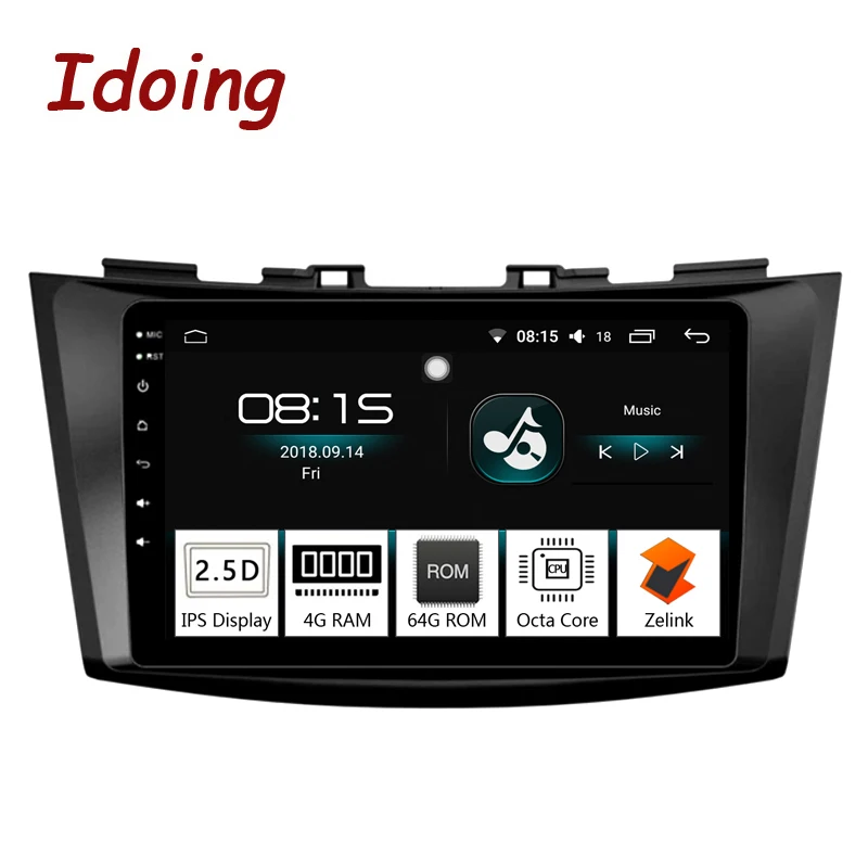 

Idoing 9"4G+64G 2.5D IPS Screen Octa Core Car Android8.0 Radio Player Fit Suzuki Swift 2012-2016 GPS Navigation and GLONASS