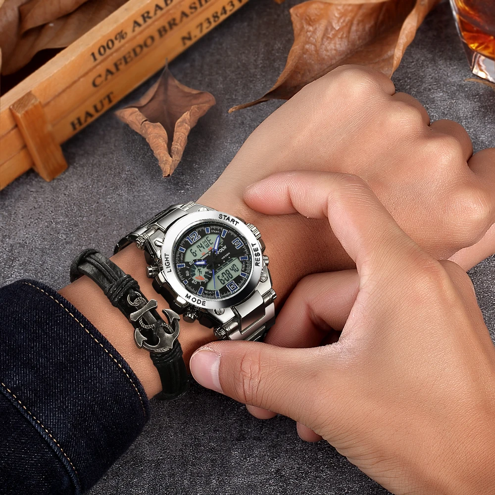 Montre homme Sports LED Horloge à quartz numérique