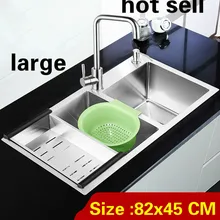 Квартира vogue большая кухня ручная раковина двойной паз 304 Нержавеющая сталь Стандарт Горячая 820x450 мм