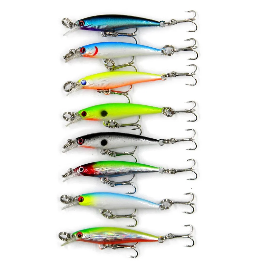 New 8pcs/lot small Minnow Fishing lures 50mm/2.1g/10 hooks fishing