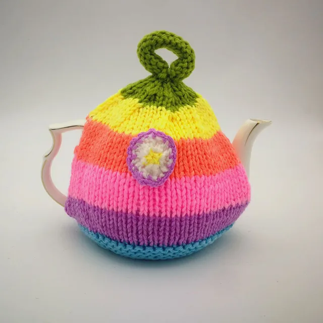Colorful Hand Crochet Knitting Hats Floral Tea Cosy Teapot Cover