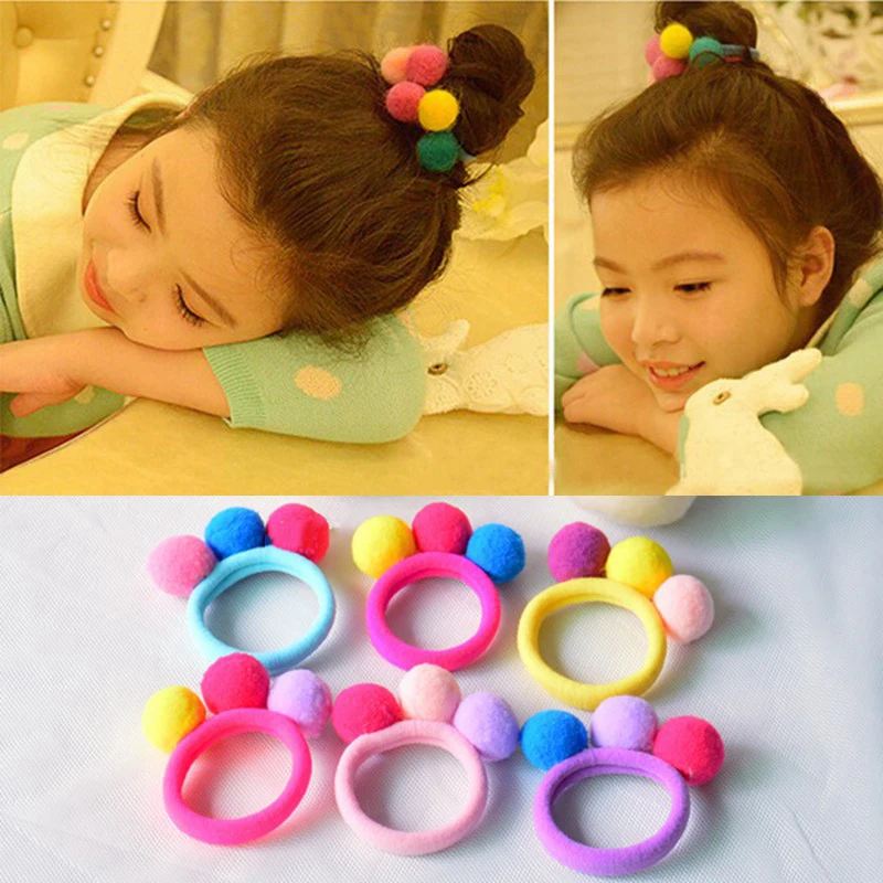 

Hot Sale 2019 New Cute 3 Balls Elastics Hair Holders Bands Gum Fashion Kids Candy Rubber Bands Headwear Girl's Hair Accessories
