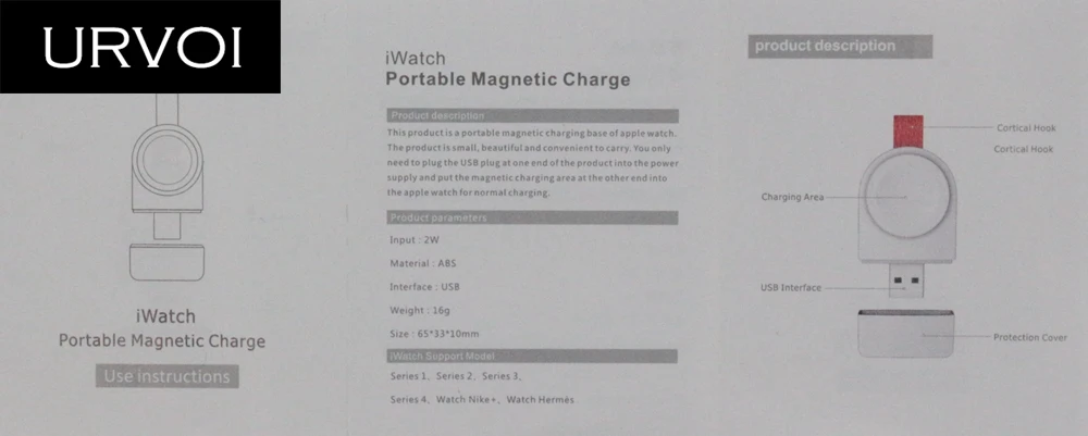 URVOI зарядное устройство для Apple Watch series 5 4 3 2 1 портативный беспроводной держатель