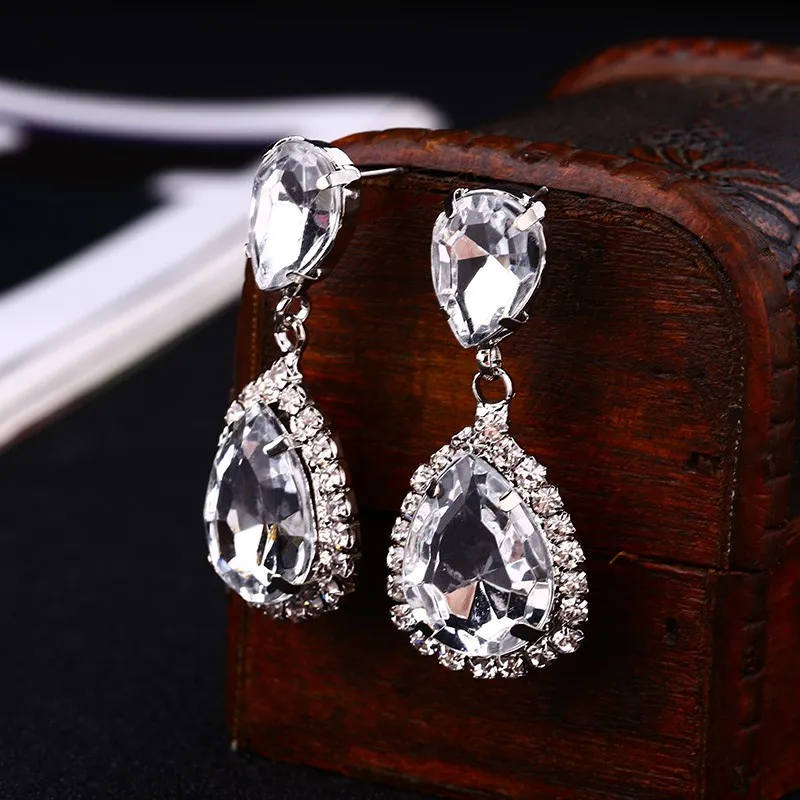 

Bride Cosmetic Rhinestone Crystal Drop Earring For Wedding Dress Fashion Women Earrings