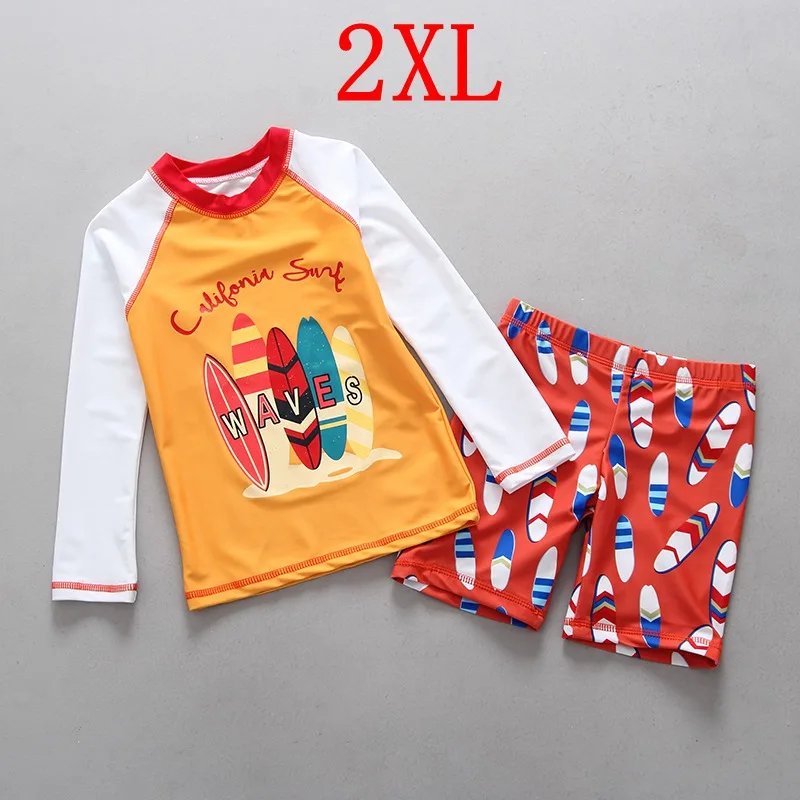 2XL Детский купальный костюм из двух предметов; купальный костюм для мальчиков с длинными рукавами; одежда для защиты от солнца; детский купальный костюм для серфинга - Цвет: 2XL