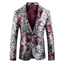 Мужской Блейзер Slim Fit Мужской блэйзер с цветами повседневный костюм куртка 5XL 6XL плюс размер выпускной сценическая одежда брендовая одежда