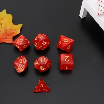 

7Pcs Polyhedral Dice Gold Numbers For Dragon Pathfinder D20 D12 2xD10 D8 D6 D4