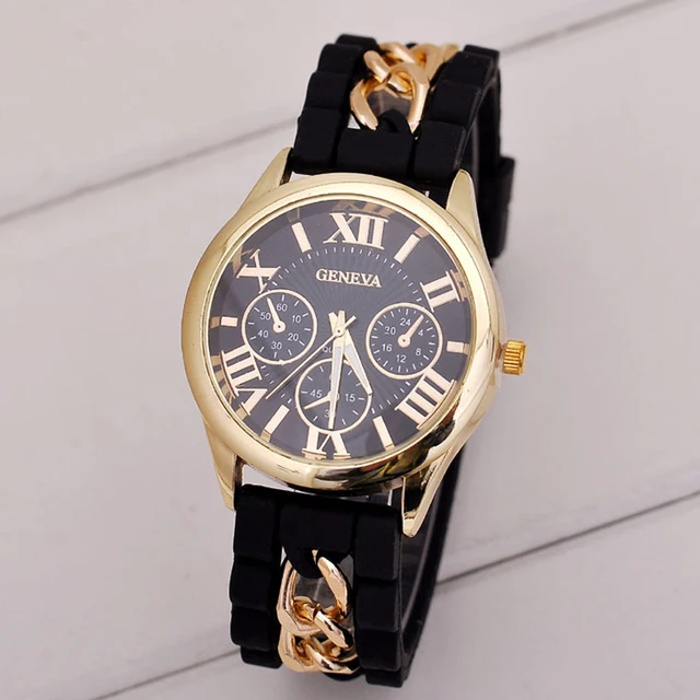 Women Bracelet Watch Geneva Famous Brand Ladies Silicone Roman Numerals Analog Q Women Bracelet Watch Geneva Famous Brand Ladies Silicone Roman Numerals Analog Q