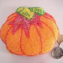 Кошелек для монет в виде тыквы, поделки из бисера, кошелек для монет, подарок на Хэллоуин, кошелек для монет ручной работы