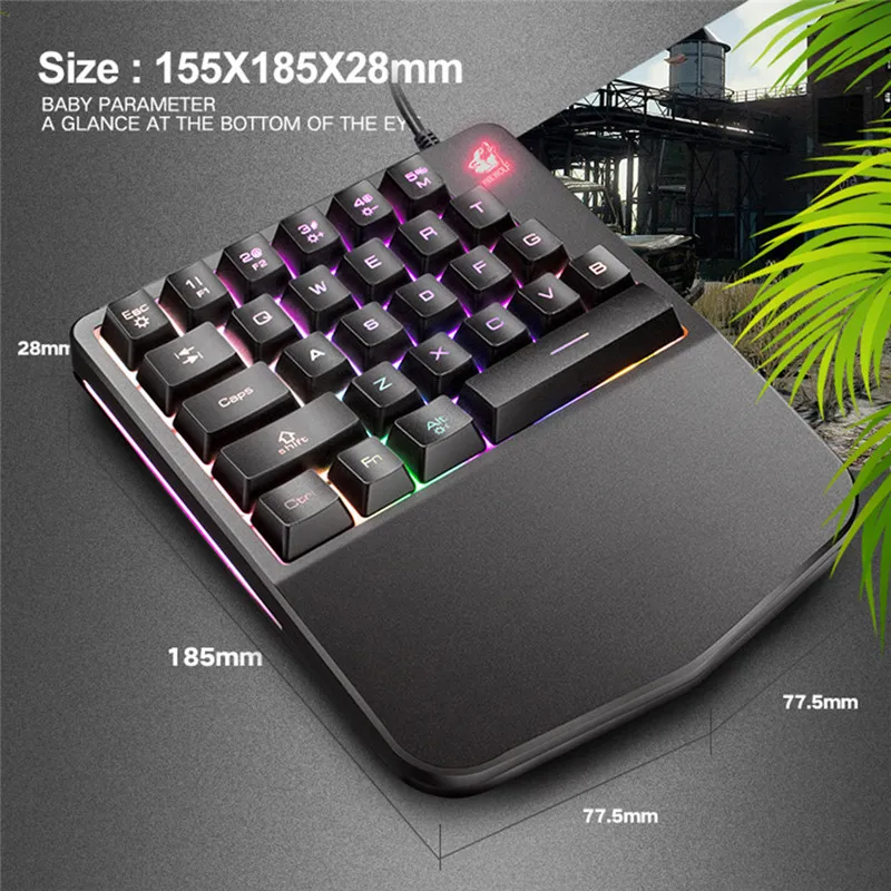 USB светящаяся игровая клавиатура с одной рукой светодиодная механическая клавиатура для PUGB мобильная игра левая рука маленькая клавиатура идеальный подарок