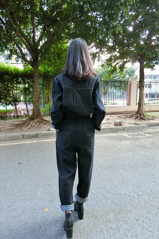 Women Sexy Black Denim Jumpsuit Romper Long Sleeve Wide Leg Loose Cross Pants Winter Autumn Jeans Jumpsuit Streetwear Overalls Women Sexy Black Denim Jumpsuit Romper Long Sleeve Wide Leg Loose Cross Pants Winter Autumn Jeans Jumpsuit Streetwear Overalls