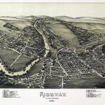 Vintage Map of Ridgway Pennsylvania 1895 Elk County Poster Print (36 x 54)