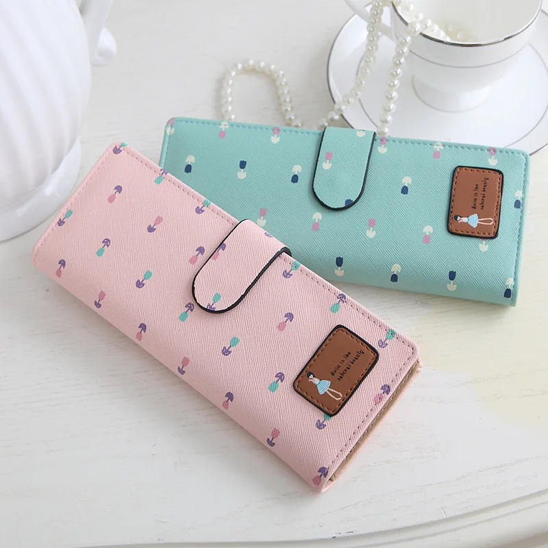 

New Women's Synthetic PU Leather Tulip Printing Credit Card ID Long Card Holders Business Card Holders 55 Card Positions