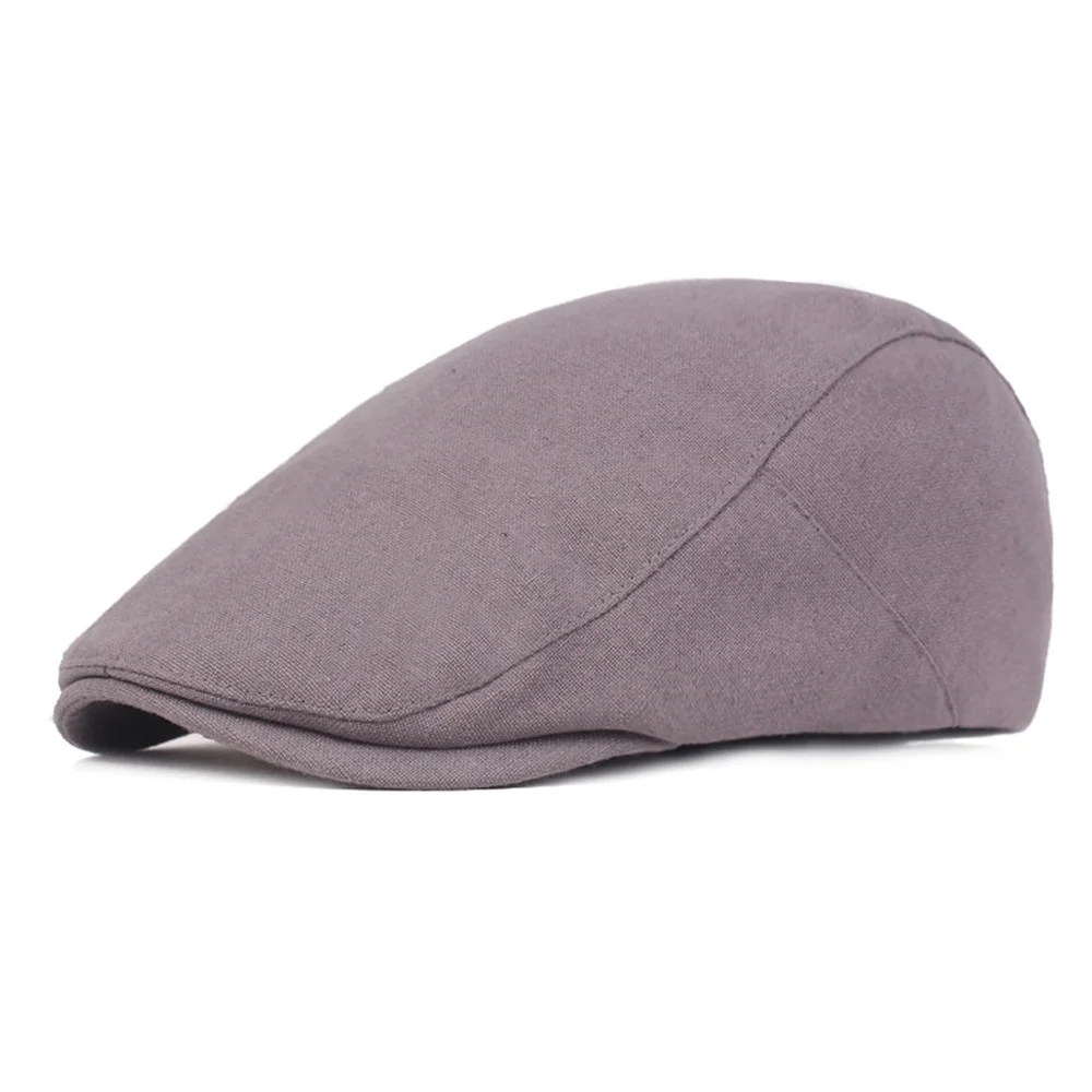 Мужская одноцветная кепка газетчика для вождения шляпы для гольфа Классический береты шляпа льняной хлопок CSHAT0384 - Цвет: Dark Gray