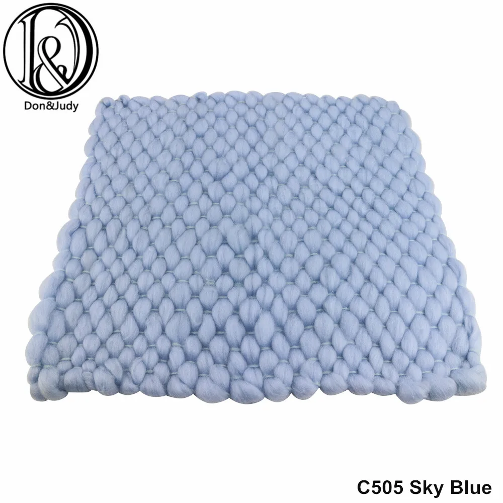 D& J 45x40 см, мягкое акриловое одеяло ручной вязки для фотосъемки малышей, объемное одеяло для кормления, корзина для новорожденных, наполнитель для новорожденных - Цвет: C505 Skyblue