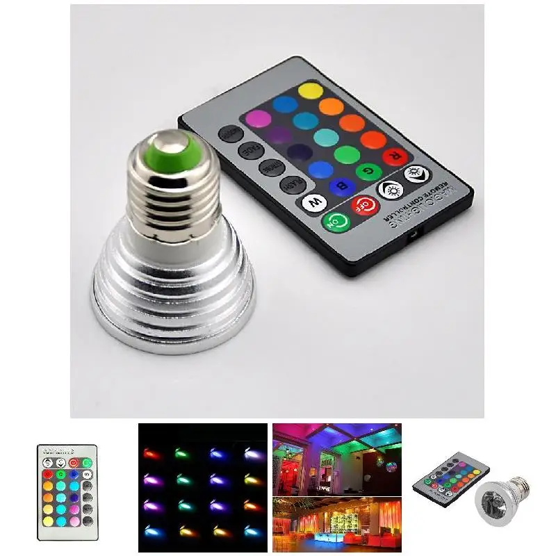 

3W E27 16 Color LED RGB Magic Spot Light Bulb Lamp with Wireless Remote Control MDJ998