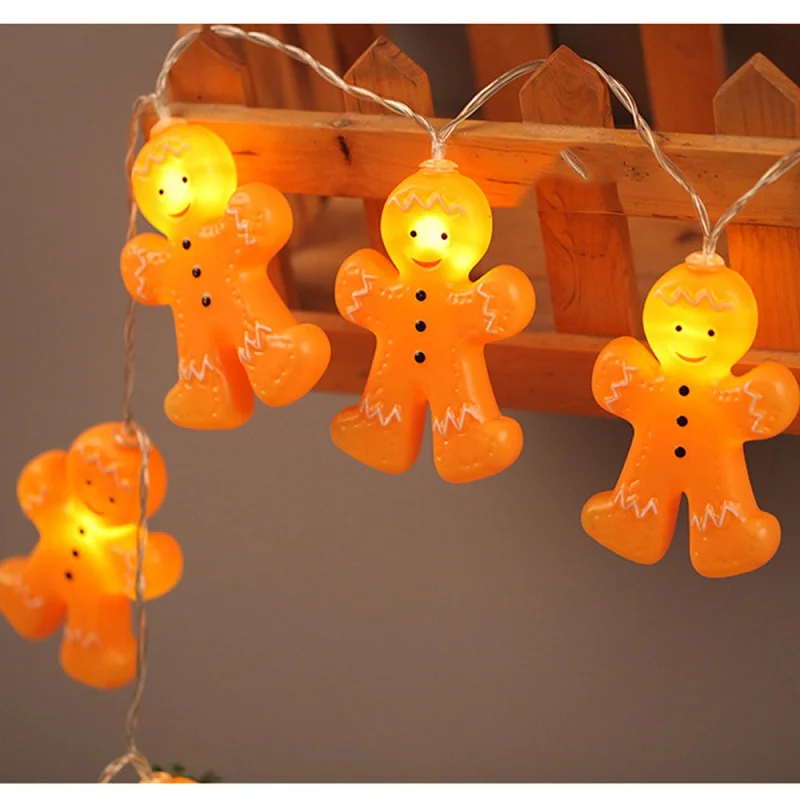 1.2m10led Christmas Tree Decoration Christmas Gingerbread Men String Fairy Lights 3D Gold Plastic 64 Inch Indoor Lighted Home Xmas Decor - Испускаемый цвет: 1.2m10led