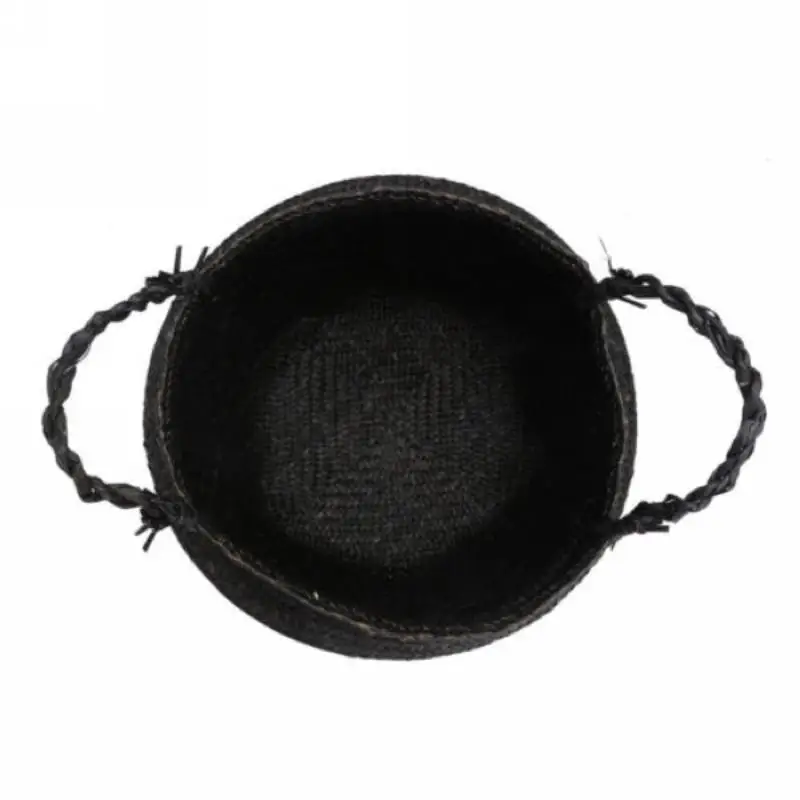 1pc Rattan Basket Black Seagrass Belly Basket Mayitr Laundry Storage Holder Multi Funtional Baskets Home Decoration