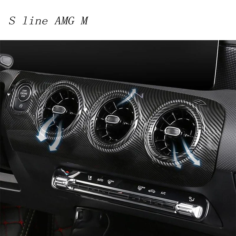 

Car styling Carbon fiber Center Console Air Panel Outlet Cover Sticker Trim For Mercedes Benz A Class A180 A200 Auto Accessories