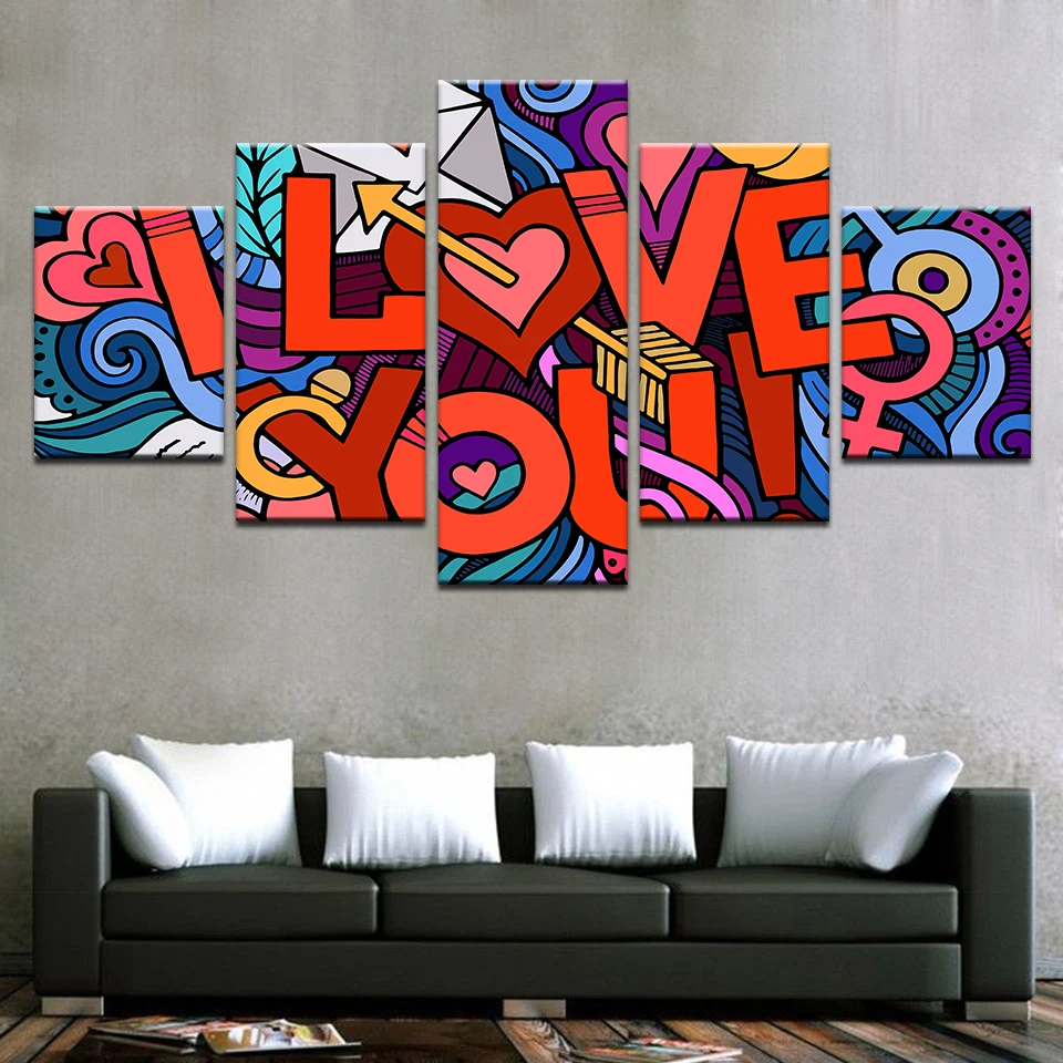 Modular-Wall-Art-Frame-Apartment-Decor-Poster-5-Piece-I-Love-You-Painting-Living-Room-Canvas (1)