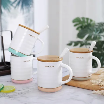 

Stone pattern ceramic mug with lid spoon, cartoon gold coffee cup, men women creative cup Tea Milk Cups Drinkware Mugs Gift